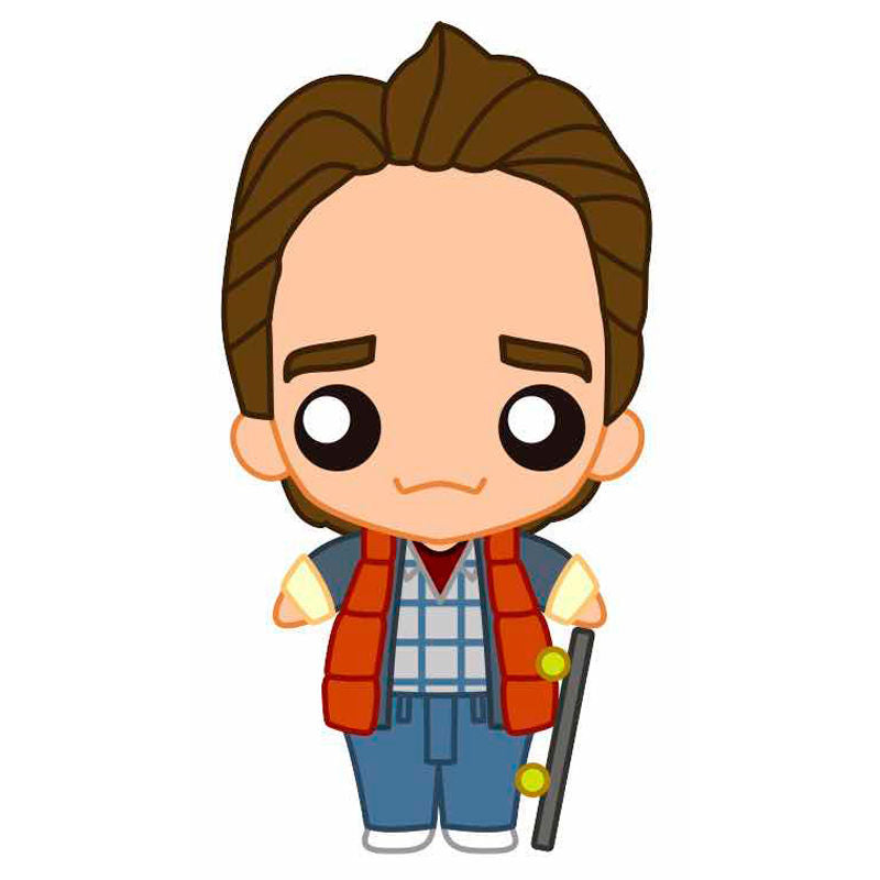 Figura Pokis do Marty McFly em hoverboard do filme De Volta para o Futuro