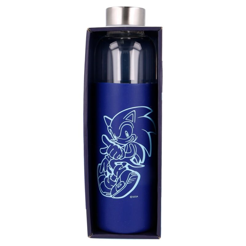 Bottiglia in vetro di Sonic The Hedgehog con rivestimento in silicone 585 ml