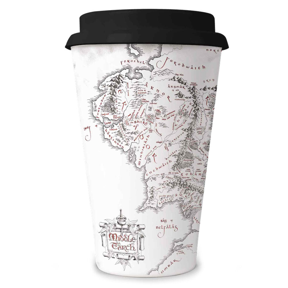 Caneca de viagem com mapa da Terra Média de O Senhor dos Anéis