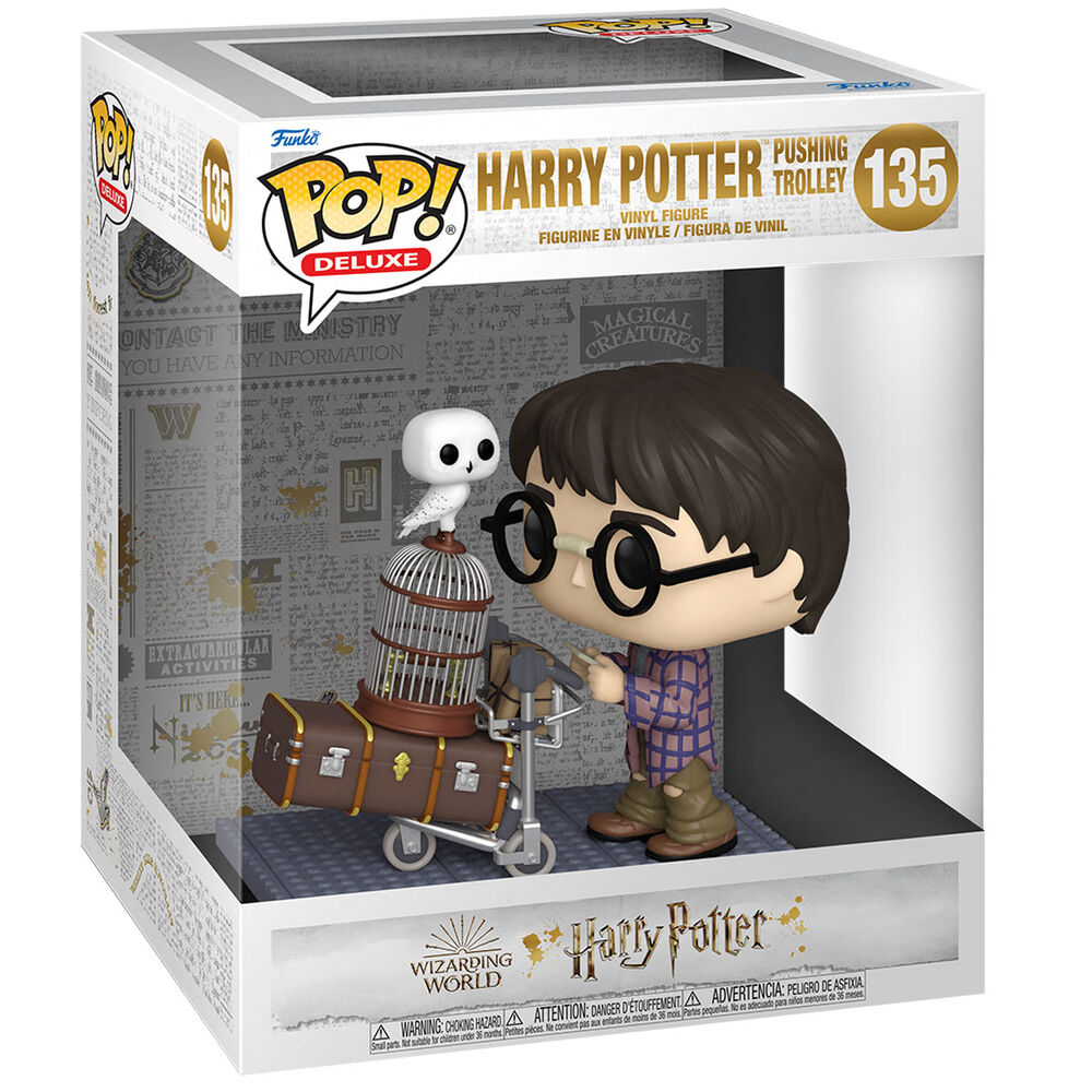 Figura POP de Harry empujando un carrito con motivo del aniversario de Harry Potter