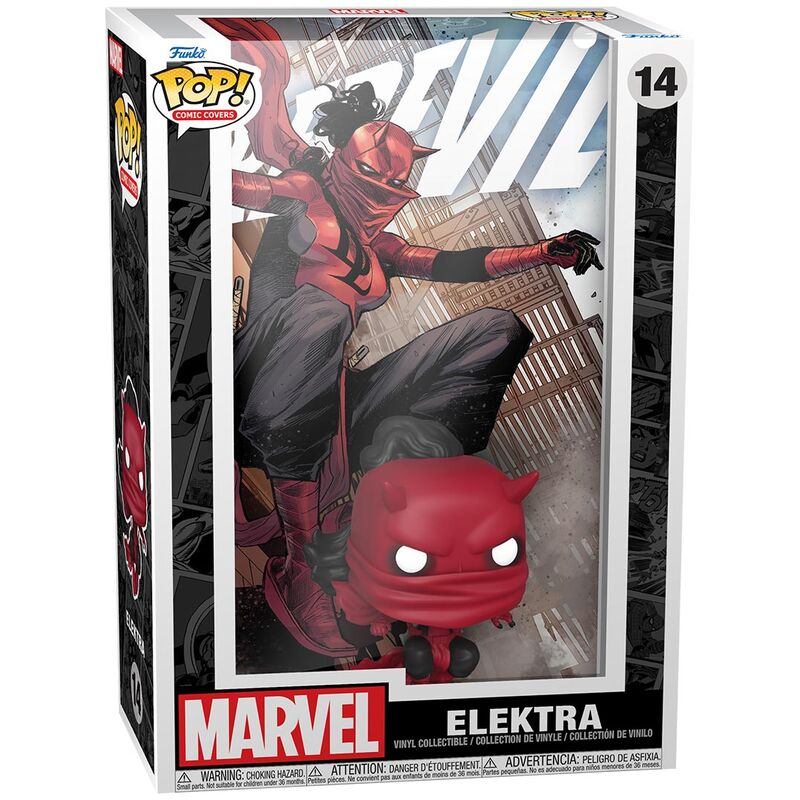 Capa de quadrinhos da figura POP do Demolidor Elektra da Marvel