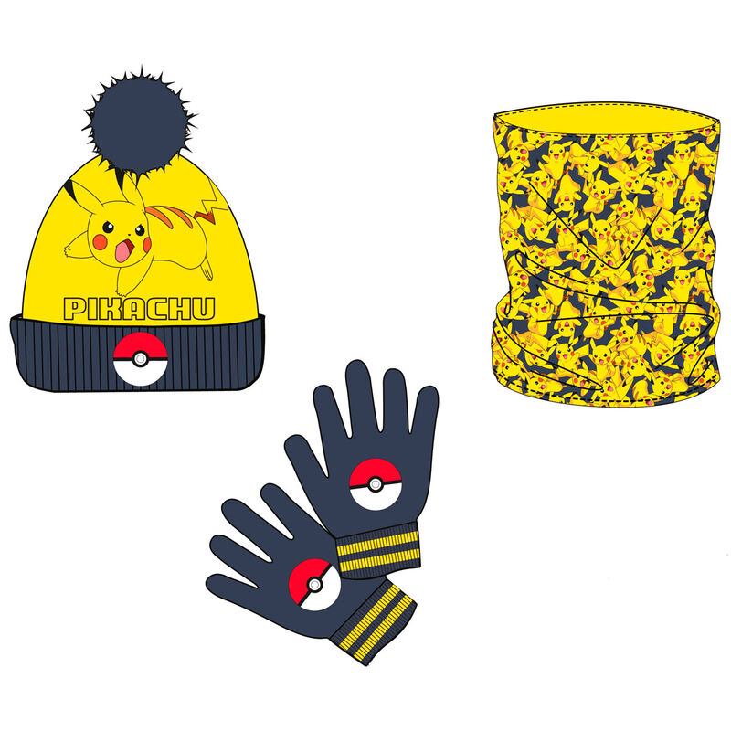 pikachu handschuhe Pokémon Mütze Halswärmer und Set Laufgitter Book Chris Harris | Größe:L/XL (58-62 cm) Acrylic.