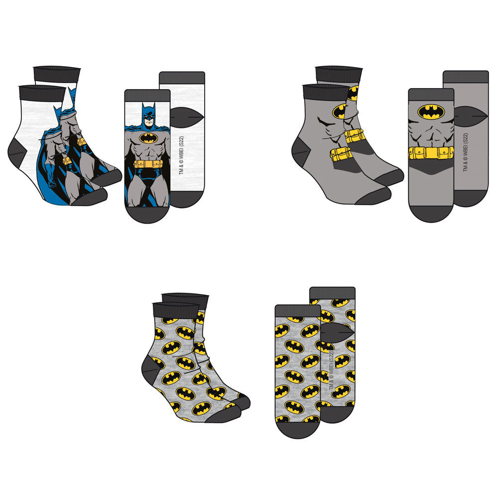 Conjunto de 3 pares de meias Batman DC Comics para adultos sortidas.