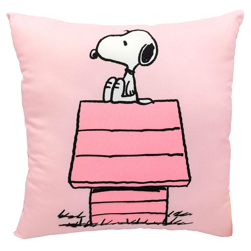 snoopy pink doghouse cushion