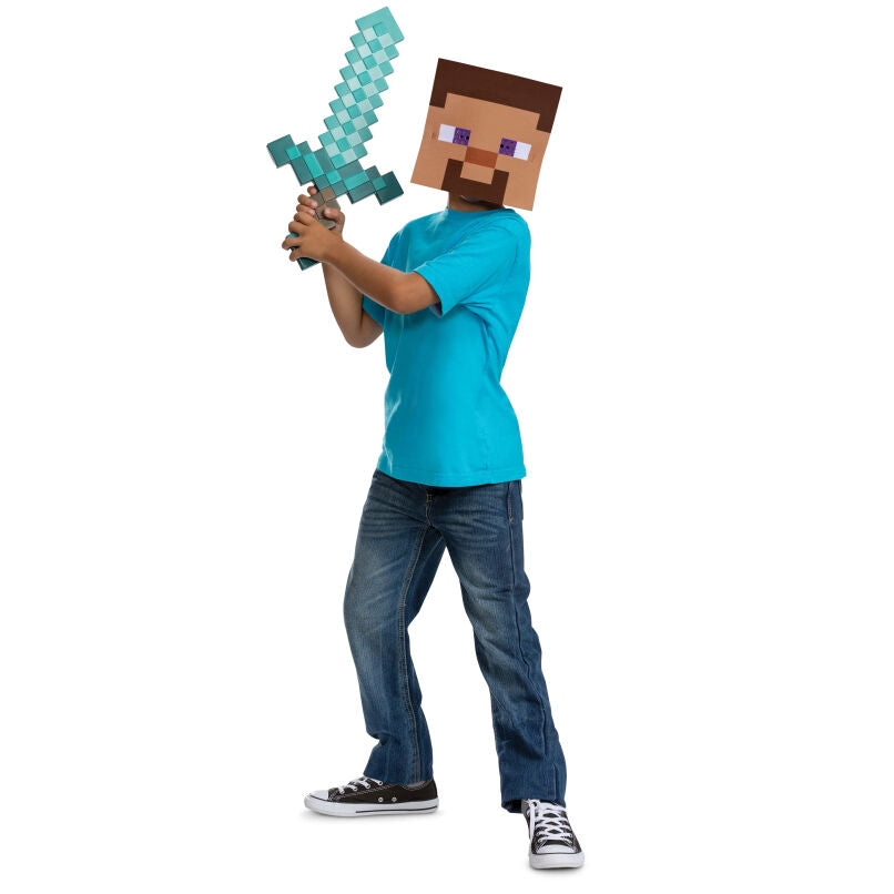 Máscara e espada do Minecraft