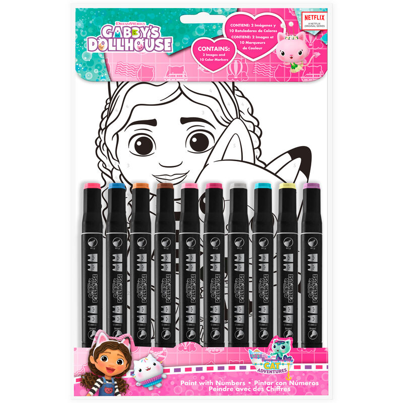 gabby's dollhouse coloring set by numbers
