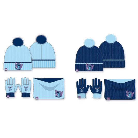Conjunto infantil de Stitch de Disney: gorro guantes y calentador de cuello