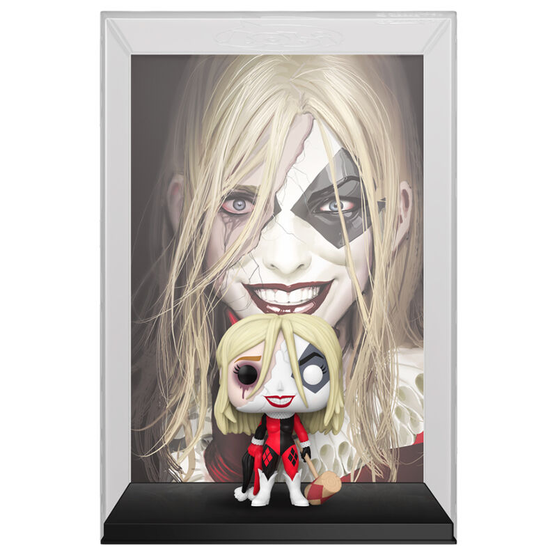 Capa de quadrinhos da DC Comics com a figura POP da Arlequina (Harleen Quinzel)