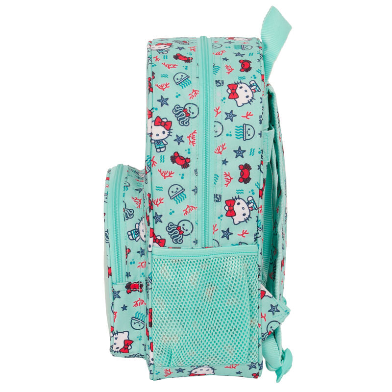 Mochila Hello Kitty para amantes do mar tamanho 34cm ajustável.