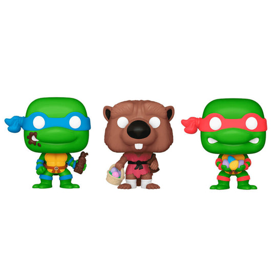 Blister pack of 3 Carrot Pocket POP Teenage Mutant Ninja Turtles figures: Splinter, Leonardo, Raphael, Easter