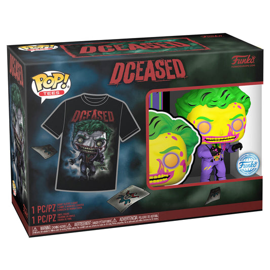 Set composto da statuetta POP e maglietta del Joker della DC Comics