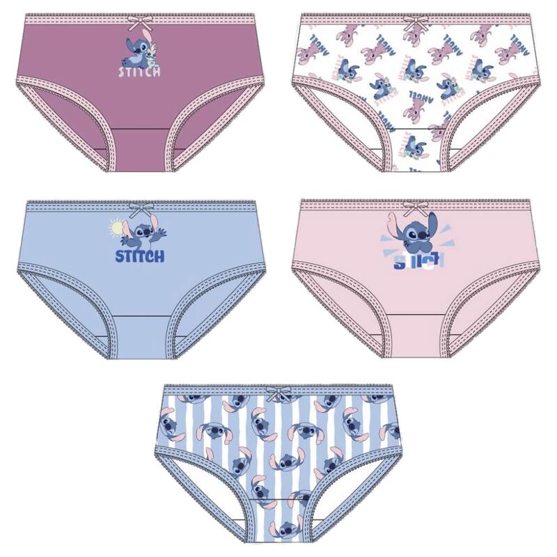Blister pack of 5 Stitch Disney panties
