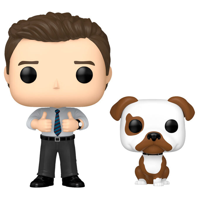 Chris Traeger de Parks and Recreation com uma figura Funko POP do campeão