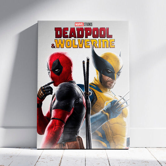 Quadro in legno Marvel con Wolverine e Deadpool