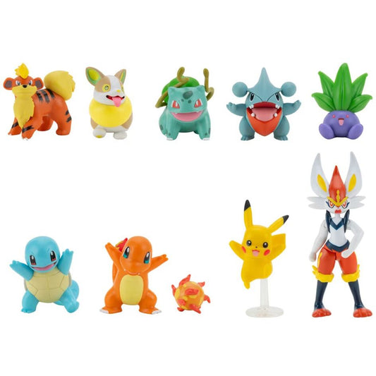 Cartela com 10 figuras Pokémon prontas para a batalha
