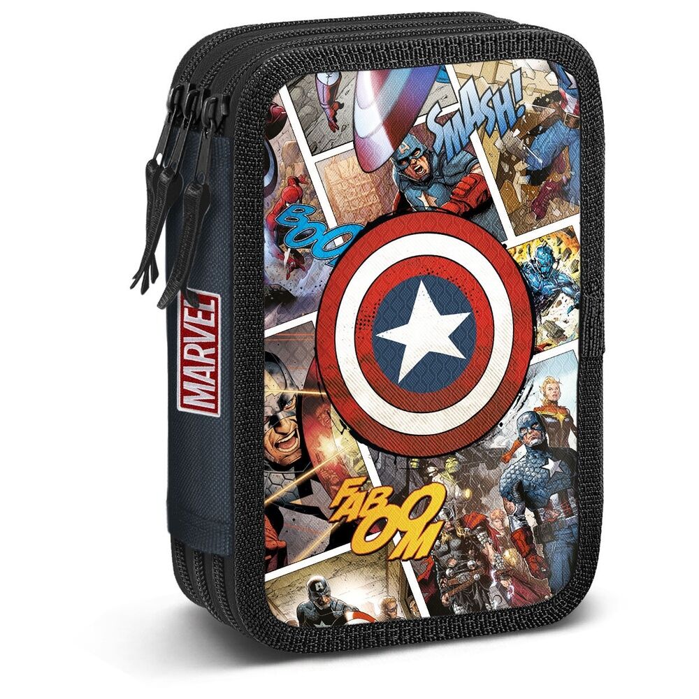 comic pencil case captain america marvel triple