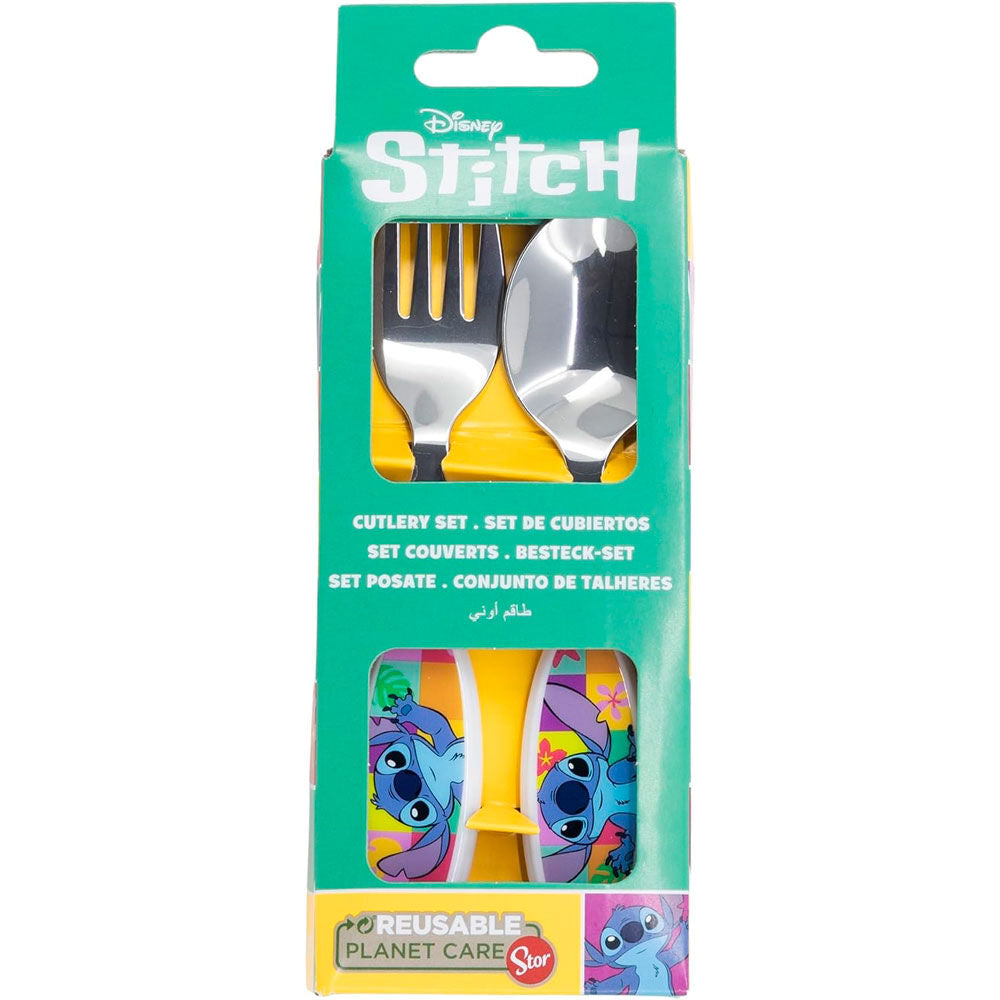Blister pack of 2 Stitch Disney metal cutlery sets