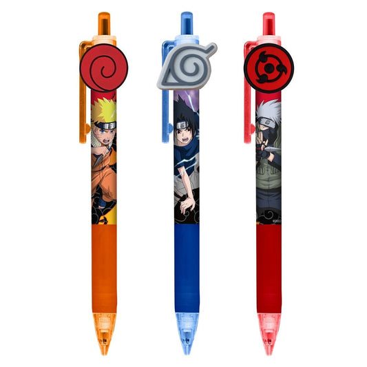 Cartela com 3 canetas Naruto Shippuden