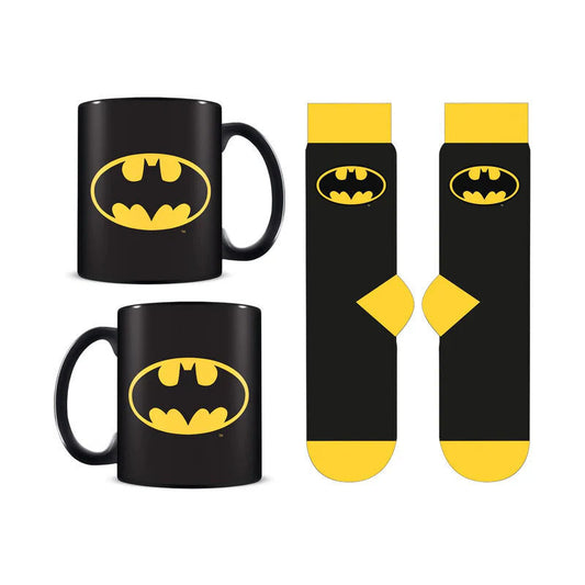 Conjunto de caneca e meias com o logotipo do Batman da DC Comics