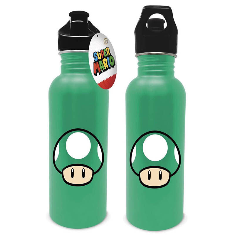 stainless steel water bottle green mushroom design super mario bros