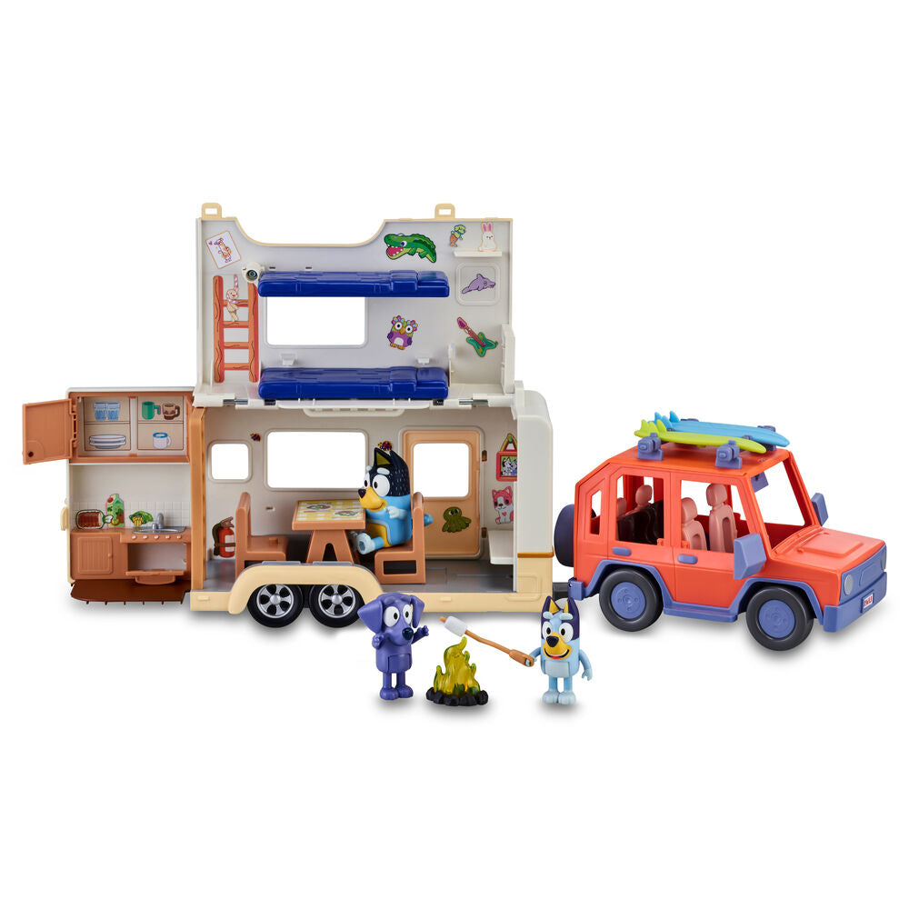 bluey family car caravan set