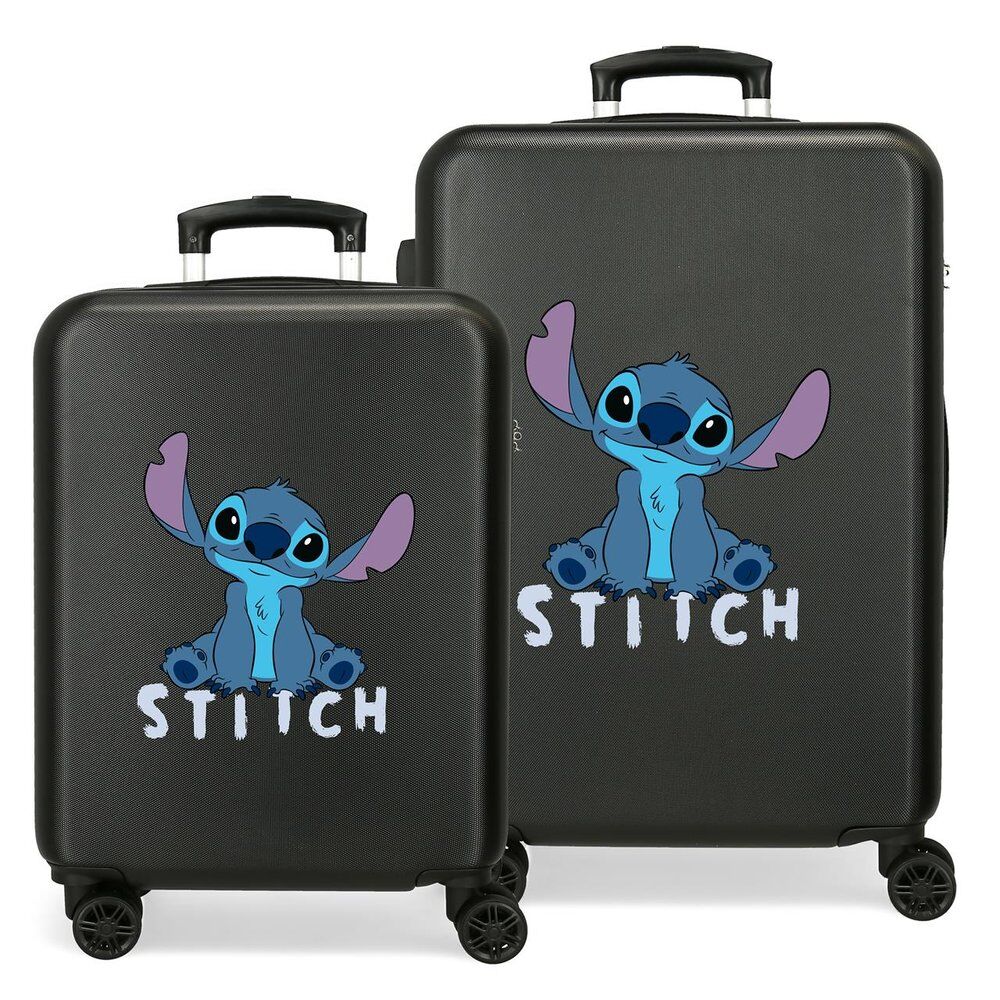 set of 2 cute stitch disney abs trolley suitcases