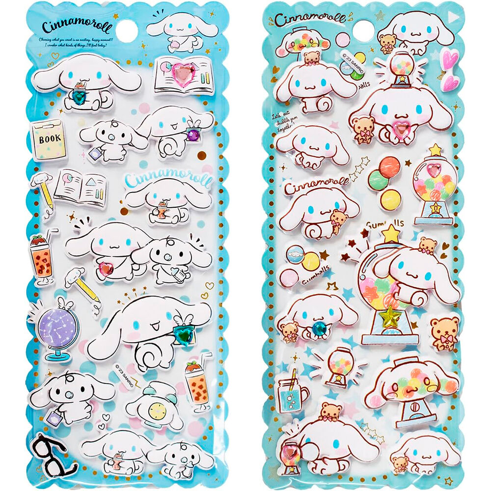 cinnamoroll hello kitty embossed stickers assortment