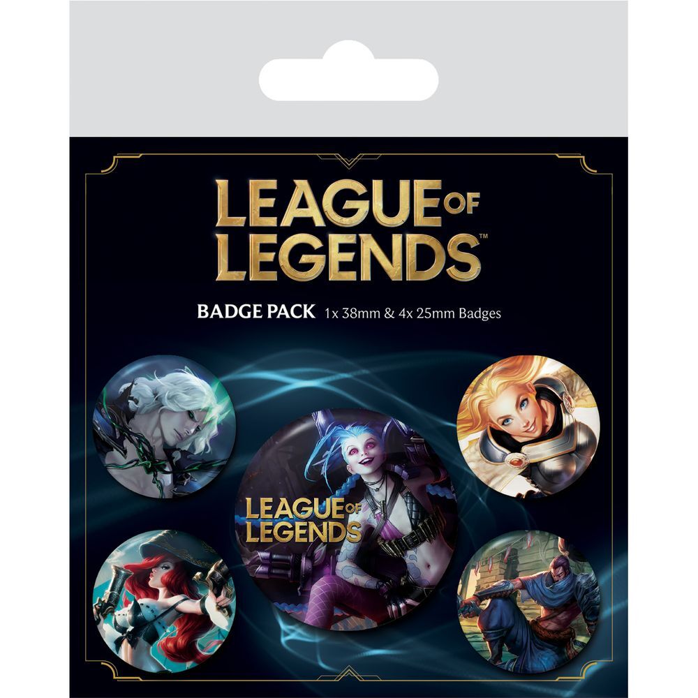 set of 5 league of legends badges