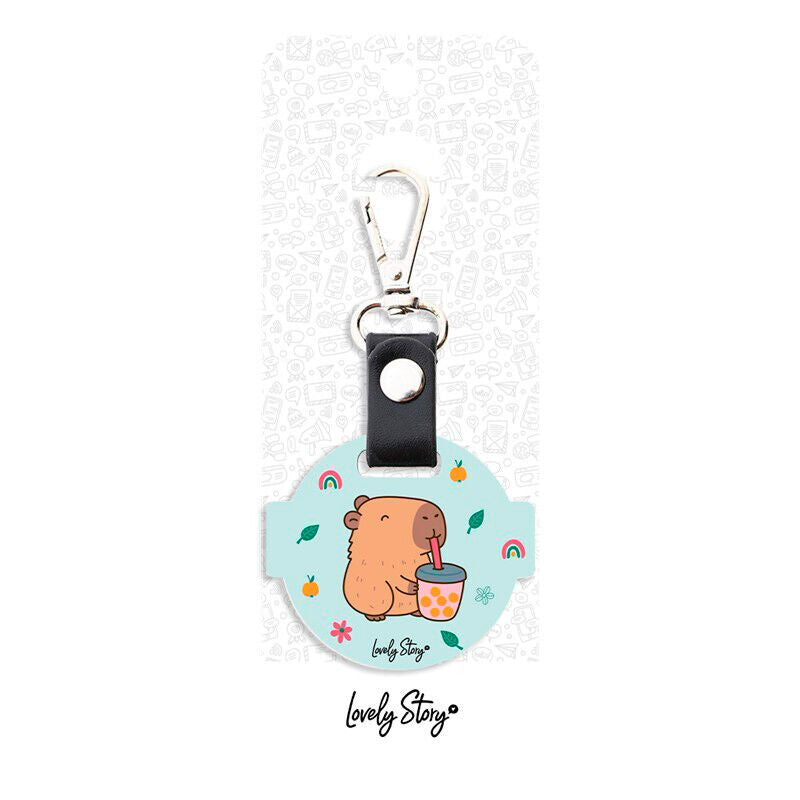 capybara bubble tea keychain