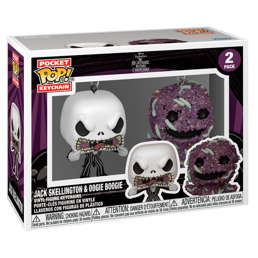 blister pack of 2 pocket pop disney nightmare before christmas jack & oogie boogie keychains