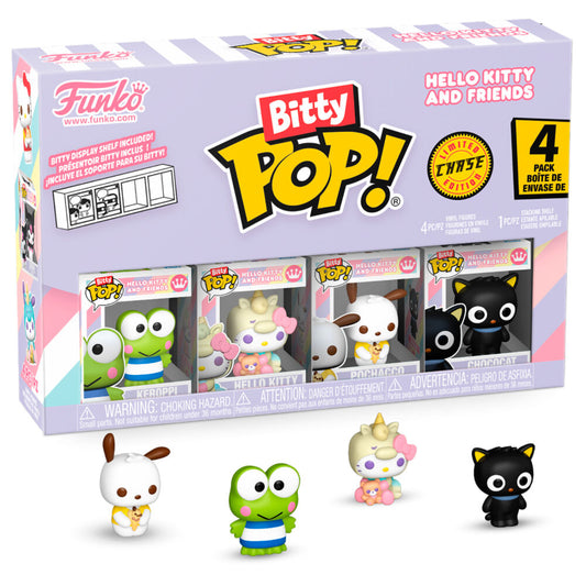 blister of 4 bitty pop figures hello kitty and friends keroppi