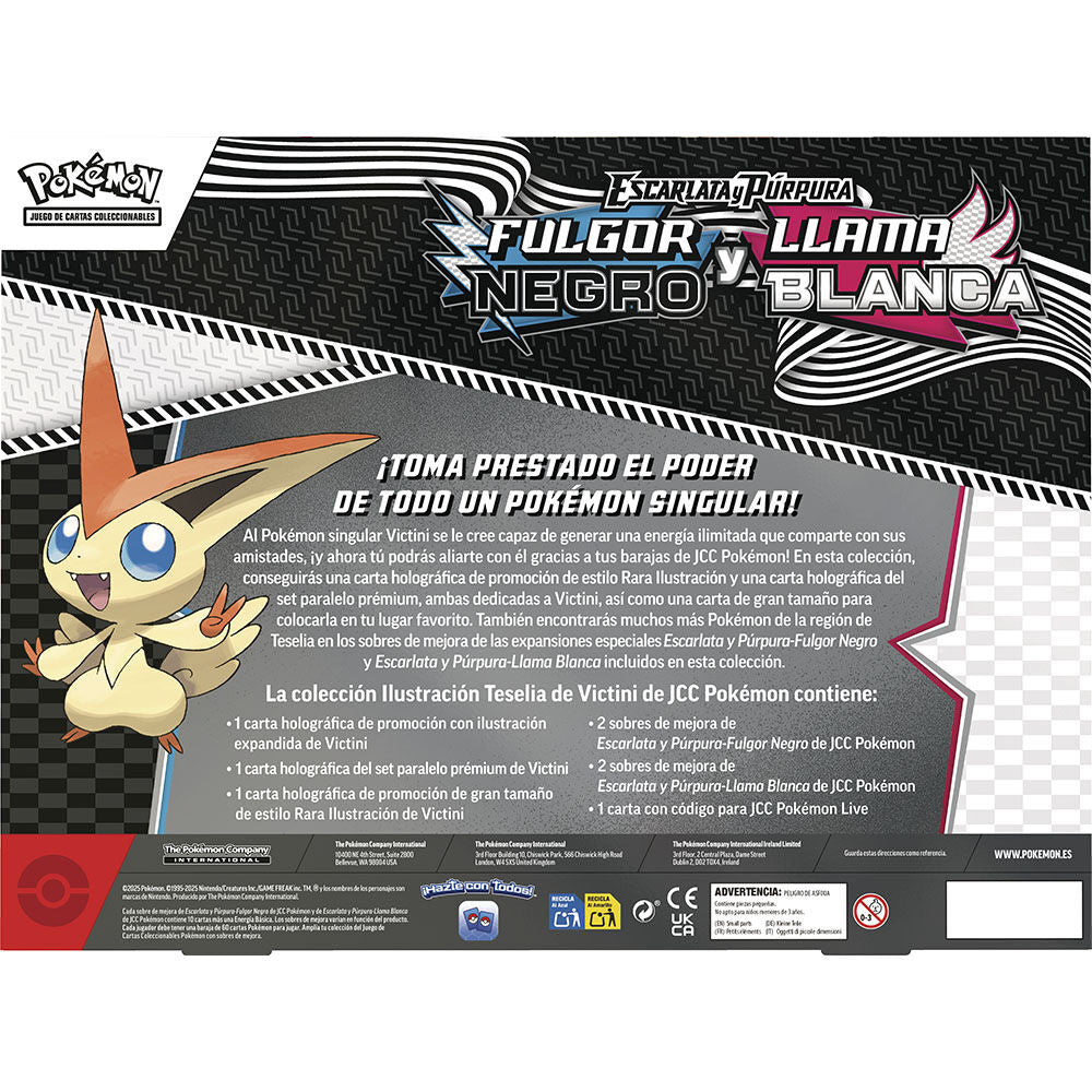 Victini Black Glow and White Flame Pokemon cards blister pack (Spanish)