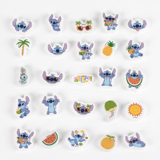 Opakowanie blistrowe zawierające 25 gumek Stitch Disney