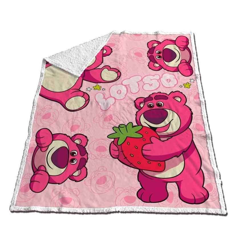 Lotso Toy Story Disney Pixar coral sherpa blanket 130x170cm