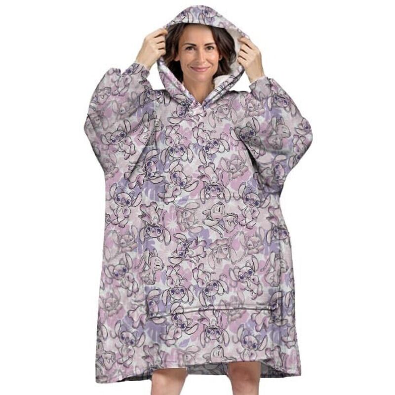 Robe de moletom tamanho adulto com estampa do Stitch o anjo da Disney