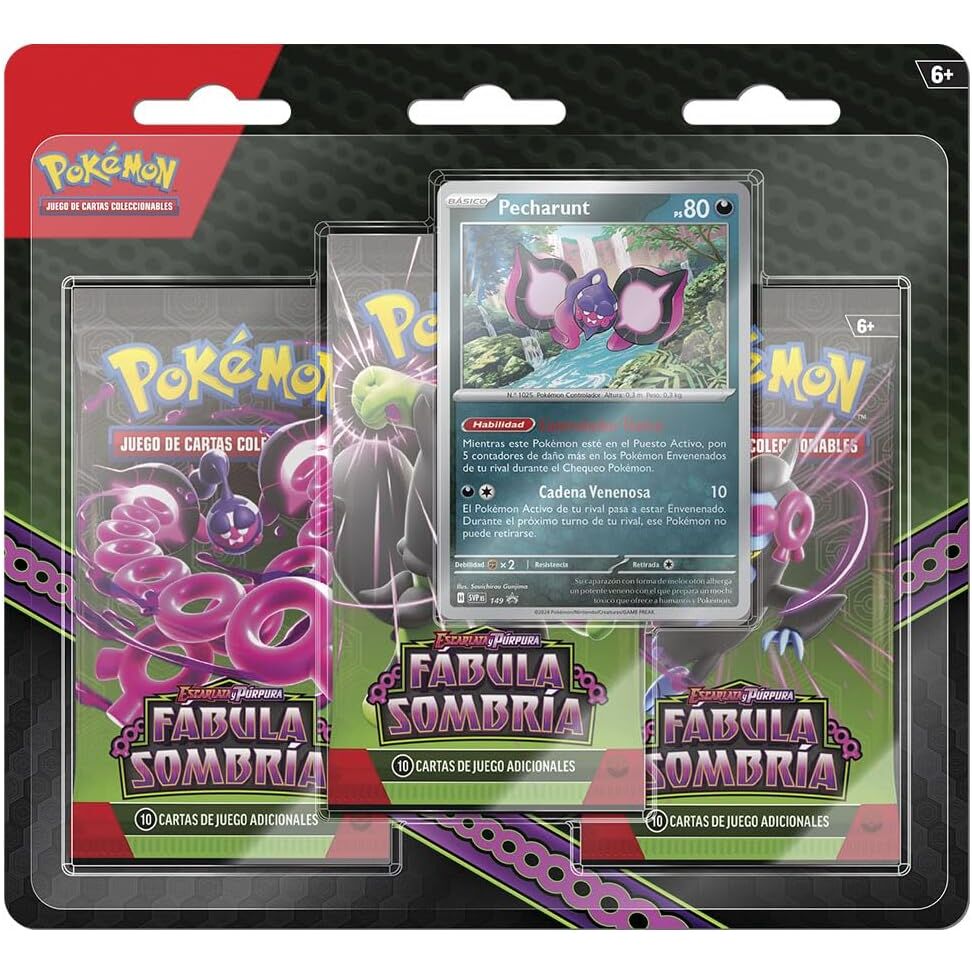 Blister pack of cards: Fable of Shadows Scarlet and Purple Pokemon (Spanish)