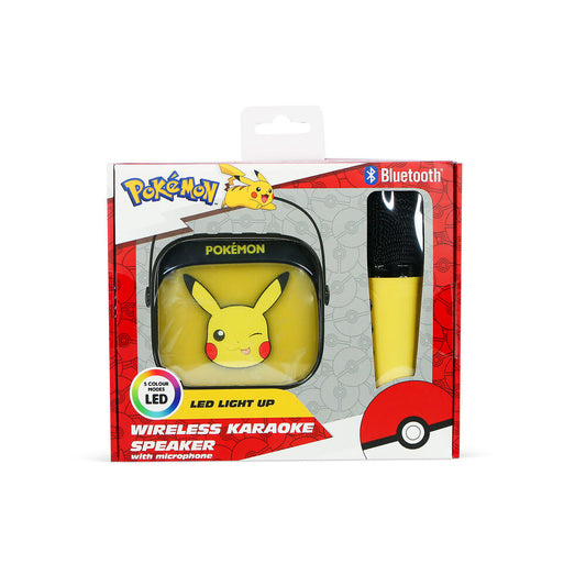 Caixa de som e microfone de karaokê LED do Pikachu Pokémon