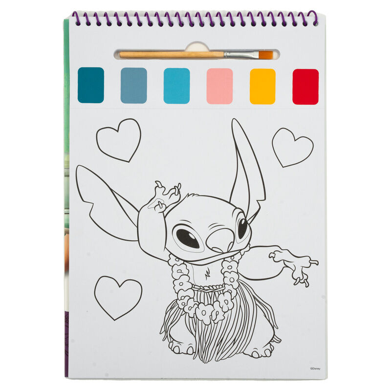 Libro da disegno di Stitch Disney + acquerelli e pennello