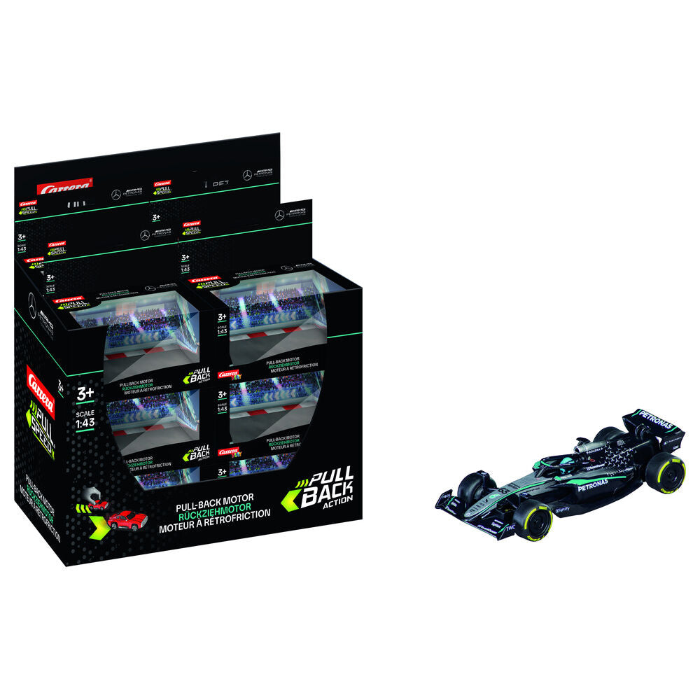 Auto di Formula 1 Mercedes AMG W16 E Performance G Russell tira indietro
