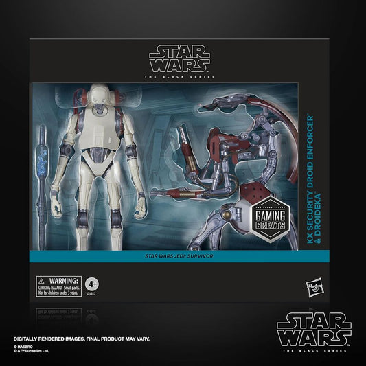 Confezione blister con 2 personaggi: Droide di sicurezza KX Enforcer e Droideka Survivor Star Wars Jedi 15 cm
