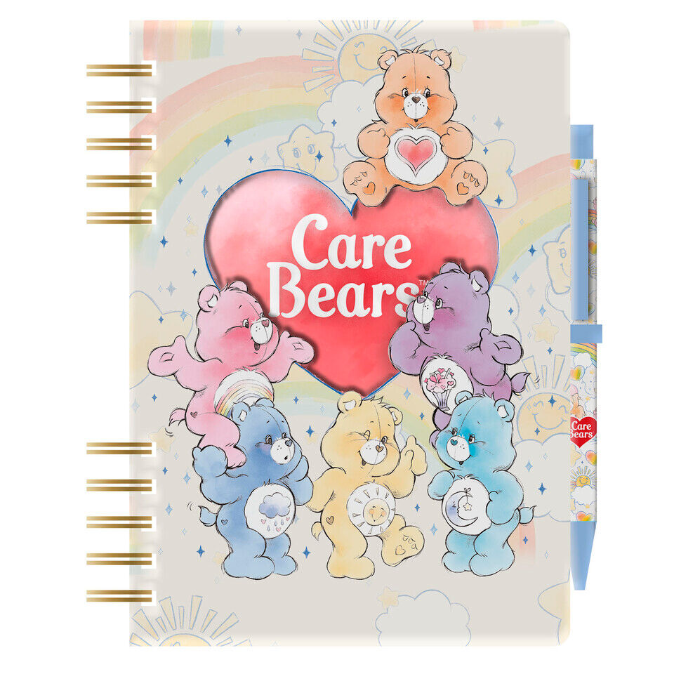 a5 notebook pen and care bears stickers
