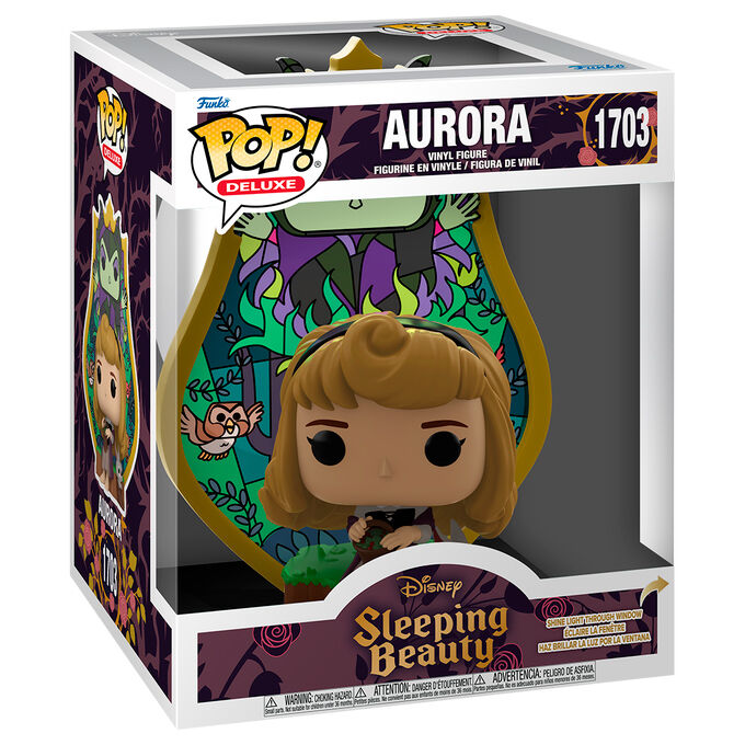 Statuetta Disney POP Deluxe Aurora Malefica della Bella Addormentata nel Bosco con effetto vetrata