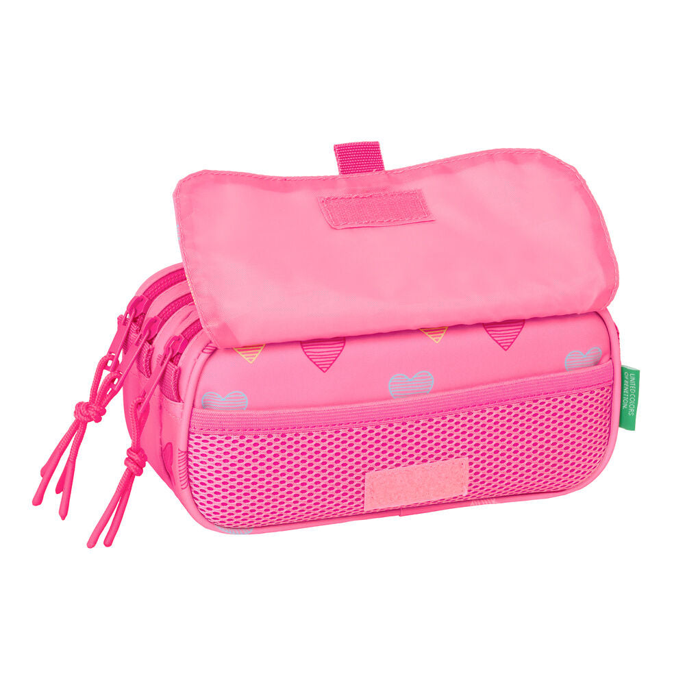 Heart Benetton triple pencil case