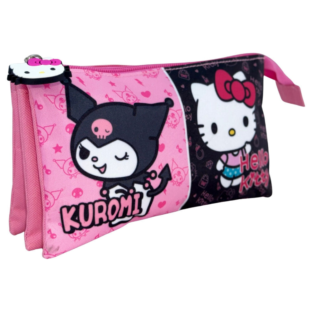 Kuromi & Hello Kitty triple pencil case
