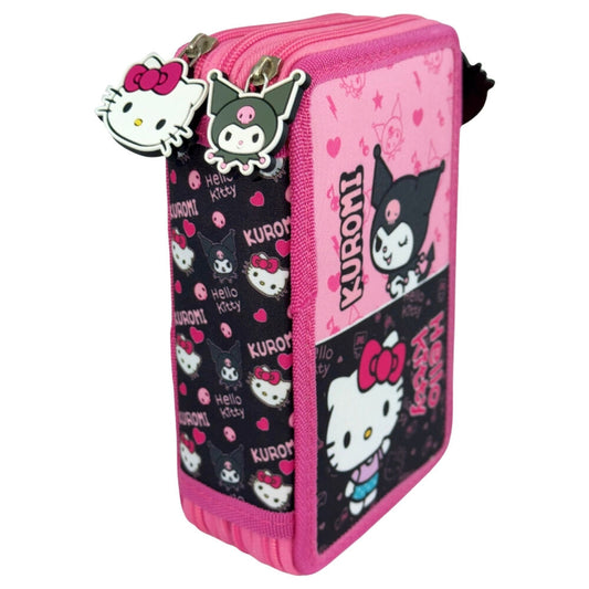 Kuromi Hello Kitty triple pencil case