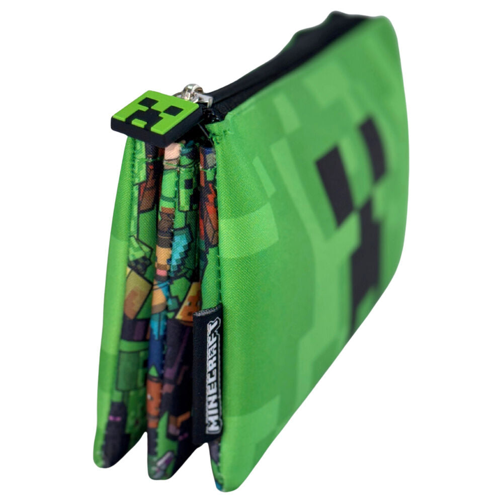 Face Minecraft triple zip bag