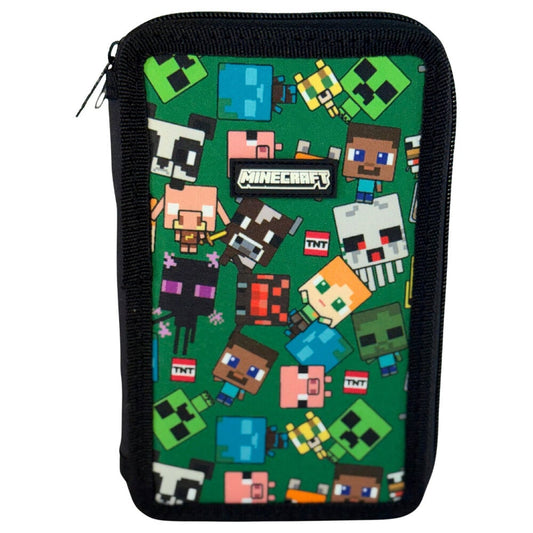 Minecraft Characters Triple Zip Bag