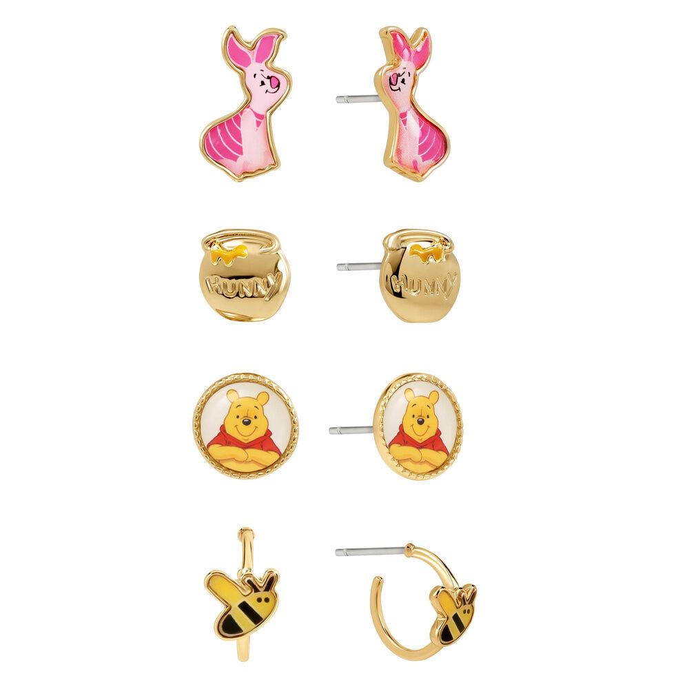 set of 4 winnie the pooh disney earrings