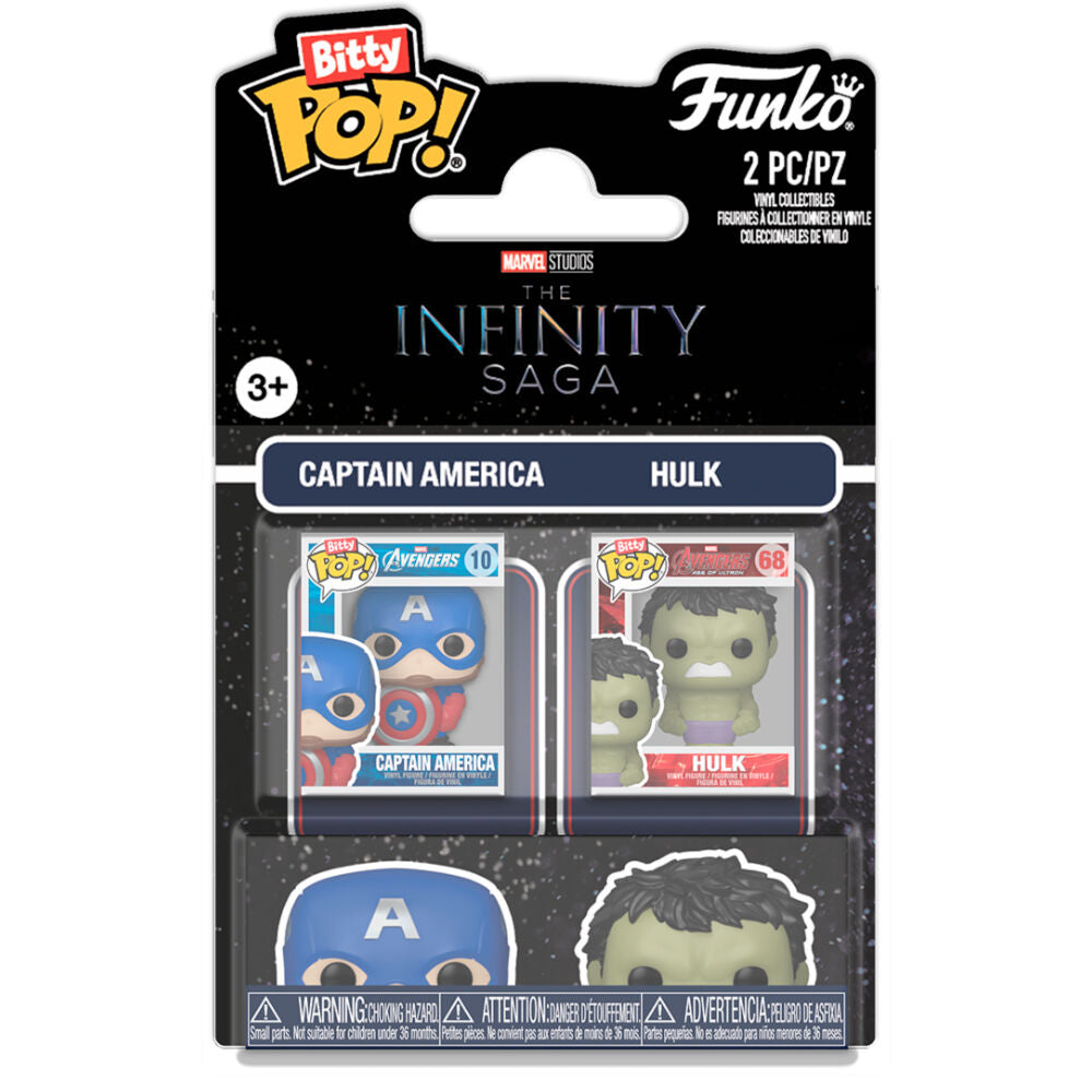blister 2 figures bitty pop marvel infinity saga captain america & hulk