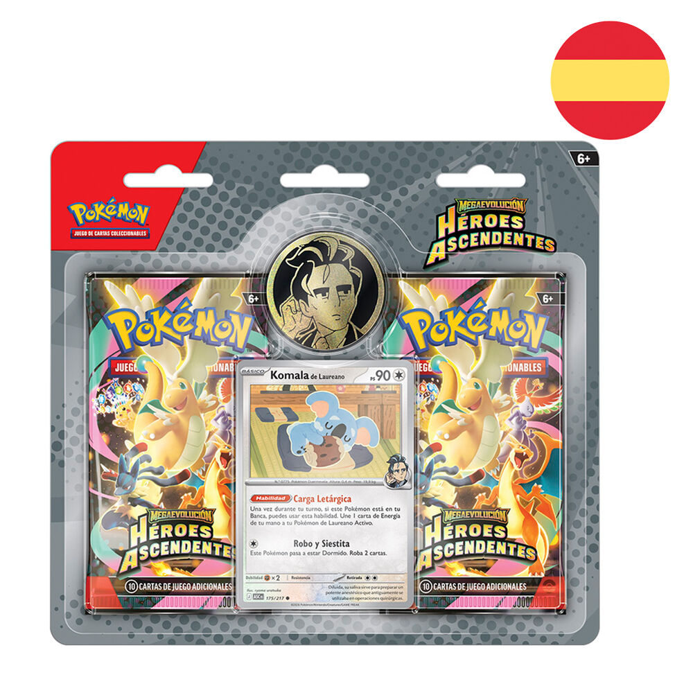 blister pack of 2 envelopes of pokemon rising heroes trading cards (spanish)